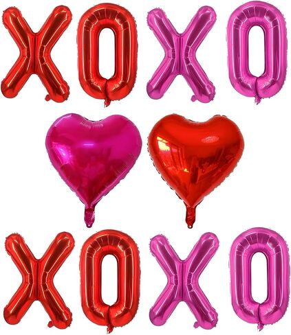 YQUQWN 10 PCS Valentine's Day Balloon Set Includes XOXO Letter Heart BalloonsValentines Day Party Decorations Galentines Events Proposal Setups Wedding Backdrops in Saudi Arabia