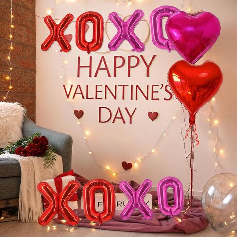 YQUQWN 10 PCS Valentine's Day Balloon Set Includes XOXO Letter Heart BalloonsValentines Day Party Decorations Galentines Events Proposal Setups Wedding Backdrops in Saudi Arabia
