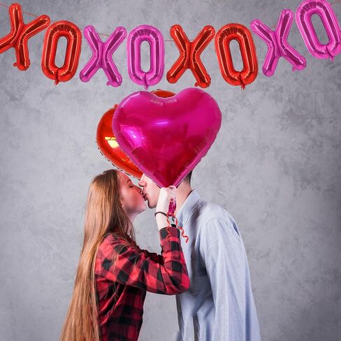 YQUQWN 10 PCS Valentine's Day Balloon Set Includes XOXO Letter Heart BalloonsValentines Day Party Decorations Galentines Events Proposal Setups Wedding Backdrops in Saudi Arabia
