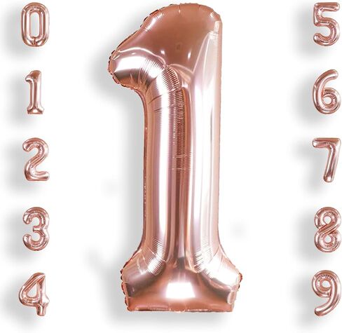 AULE 40 Inch Big Rose Gold 1 Balloon Number Large Foil Helium Number Balloons 0-9 Jumbo Giant Happy 1st Birthday Party Decorations for Boy or Girl Huge Mylar Anniversary Party Supplies in Kuwait