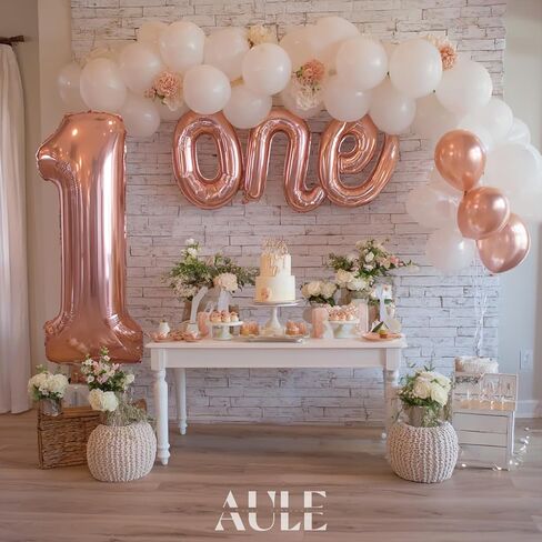 AULE 40 Inch Big Rose Gold 1 Balloon Number Large Foil Helium Number Balloons 0-9 Jumbo Giant Happy 1st Birthday Party Decorations for Boy or Girl Huge Mylar Anniversary Party Supplies in Kuwait
