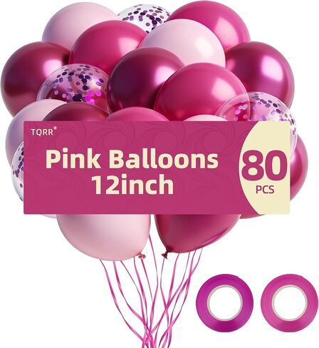 80pcs Pink Balloons, 12 inch Birthday Balloons, Party Balloons, Birthday Decorations, Helium Balloons for Bridal Shower Wedding Party Decorations in Saudi Arabia