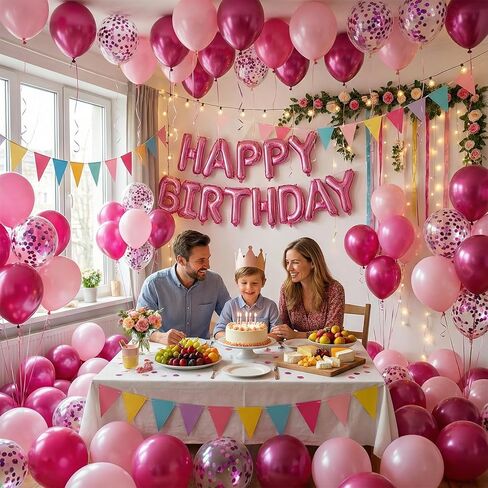 80pcs Pink Balloons, 12 inch Birthday Balloons, Party Balloons, Birthday Decorations, Helium Balloons for Bridal Shower Wedding Party Decorations in Saudi Arabia