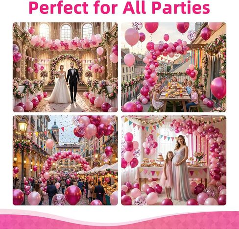 80pcs Pink Balloons, 12 inch Birthday Balloons, Party Balloons, Birthday Decorations, Helium Balloons for Bridal Shower Wedding Party Decorations in Saudi Arabia