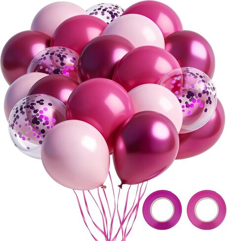 80pcs Pink Balloons, 12 inch Birthday Balloons, Party Balloons, Birthday Decorations, Helium Balloons for Bridal Shower Wedding Party Decorations in Saudi Arabia