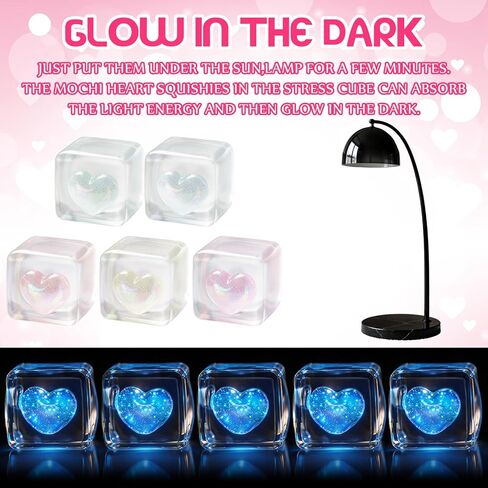 Civaner 5 Pack Heart Toy Gifts Stress Cube Fidget Toys for Adults, Glow in The Dark Heart with Stress Balls with Colorful Sensory Balls in Saudi Arabia