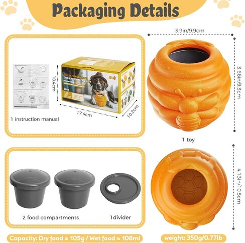 لعبة إثراء الكلاب للمضغ العدواني - لعبة ألغاز تفاعلية للكلاب من أجل الملل - موزع حلوى وعاء العسل من النايلون المتين ومغذي بطيء - لعبة لعق مجمدة مع أكواب قابلة للإزالة، برتقالي in Kuwait