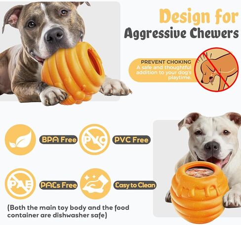 لعبة إثراء الكلاب للمضغ العدواني - لعبة ألغاز تفاعلية للكلاب من أجل الملل - موزع حلوى وعاء العسل من النايلون المتين ومغذي بطيء - لعبة لعق مجمدة مع أكواب قابلة للإزالة، برتقالي in Kuwait