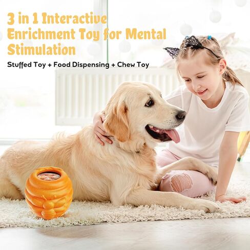 لعبة إثراء الكلاب للمضغ العدواني - لعبة ألغاز تفاعلية للكلاب من أجل الملل - موزع حلوى وعاء العسل من النايلون المتين ومغذي بطيء - لعبة لعق مجمدة مع أكواب قابلة للإزالة، برتقالي in Kuwait