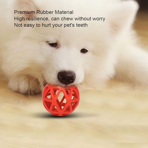 Chewing Pet Toy Ball, 2.75in Rubber Dog Balls, Red Hollow Bell Balls, Interactive Pet Toys Roller, Protable Hollow Ball Dog Toy for Indoor and Outdoor Tranning Pets in Kuwait