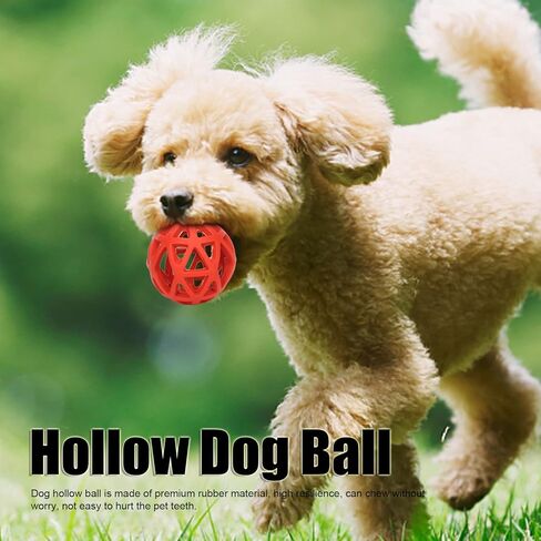 Chewing Pet Toy Ball, 2.75in Rubber Dog Balls, Red Hollow Bell Balls, Interactive Pet Toys Roller, Protable Hollow Ball Dog Toy for Indoor and Outdoor Tranning Pets in Kuwait