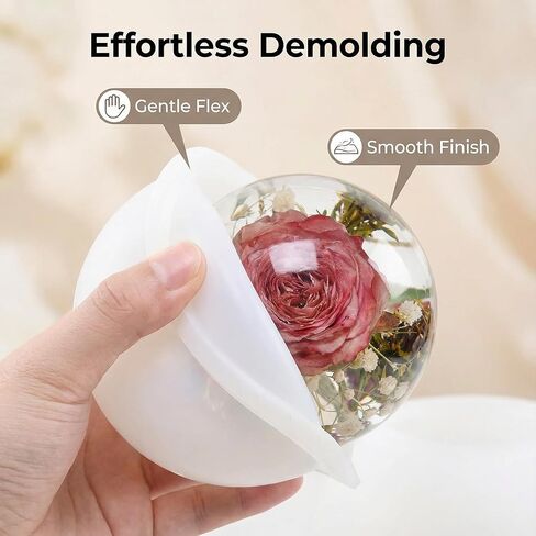 Silicone Resin Sphere Mold Set, White, 11.9 cm and 10.2 cm Large Ball Molds for Flower Preservation, Epoxy Resin Casting, Candles, Soap Making, DIY Crafts, 2 Pack in Saudi Arabia