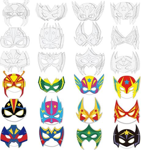 Sosation 144 Pcs Color Your Own Hero Masks DIY Paper Hero Masks Craft Blank Graffiti Favor Gift with Ropes for Kids Holiday Birthday Party Supplies in Saudi Arabia