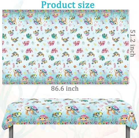 CANDY CHEF Sea Turtle Tablecloth 3 Pcs Ocean Turtle Birthday Party Supplies Plastic Disposable Turtle Theme Table Covers for Under The Sea Party Baby Shower Decorations in Saudi Arabia