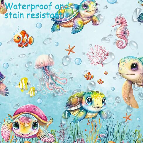 CANDY CHEF Sea Turtle Tablecloth 3 Pcs Ocean Turtle Birthday Party Supplies Plastic Disposable Turtle Theme Table Covers for Under The Sea Party Baby Shower Decorations in Saudi Arabia