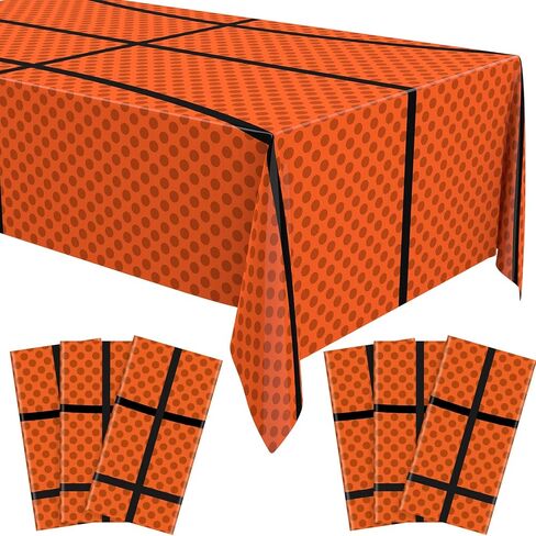Oudain 6 Pcs Basketball Tablecloth 87 x 51 Inches Disposable Plastic Basketball Table Cover Rectangular Game Day Tablecloth Field for Birthday Decoration Sport Ball Themed Party Supplies in Saudi Arabia