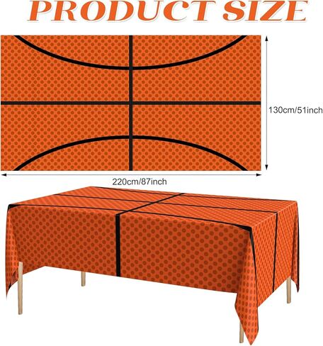 Oudain 6 Pcs Basketball Tablecloth 87 x 51 Inches Disposable Plastic Basketball Table Cover Rectangular Game Day Tablecloth Field for Birthday Decoration Sport Ball Themed Party Supplies in Saudi Arabia