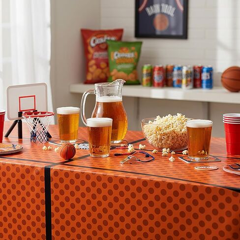 Oudain 6 Pcs Basketball Tablecloth 87 x 51 Inches Disposable Plastic Basketball Table Cover Rectangular Game Day Tablecloth Field for Birthday Decoration Sport Ball Themed Party Supplies in Saudi Arabia