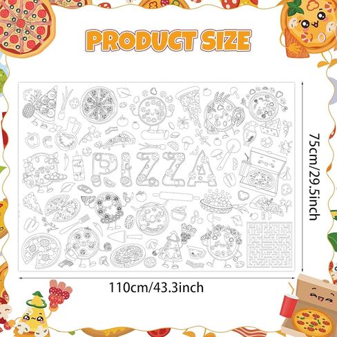 Giant Coloring Poster Pizza Wall Coloring Sheet Large Food Fun DIY Paper Tablecloth Jumbo Pizza Themed Drawing Banner 43.3 x 29.5 Inch for Classroom School Kids Birthday Party Supplies in Saudi Arabia