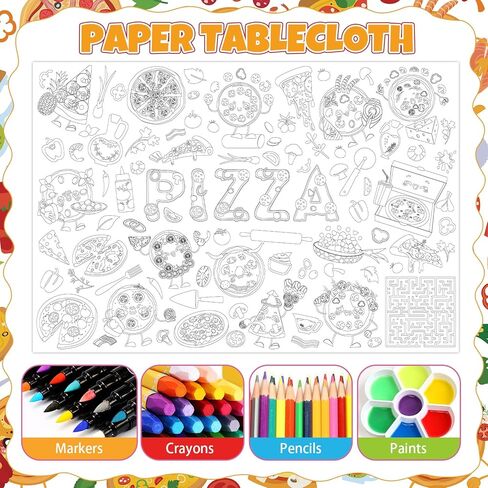 Giant Coloring Poster Pizza Wall Coloring Sheet Large Food Fun DIY Paper Tablecloth Jumbo Pizza Themed Drawing Banner 43.3 x 29.5 Inch for Classroom School Kids Birthday Party Supplies in Saudi Arabia