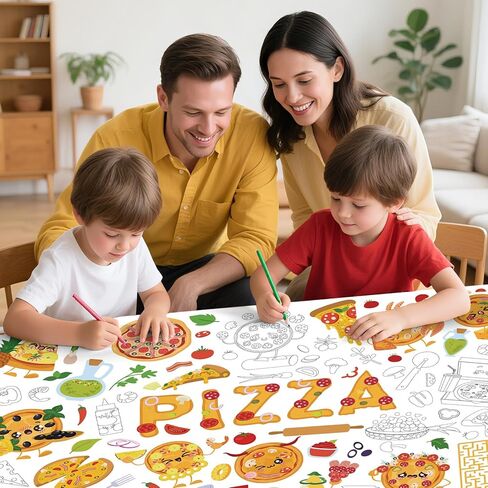 Giant Coloring Poster Pizza Wall Coloring Sheet Large Food Fun DIY Paper Tablecloth Jumbo Pizza Themed Drawing Banner 43.3 x 29.5 Inch for Classroom School Kids Birthday Party Supplies in Saudi Arabia