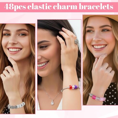 48 Pcs Snake Charm Bracelet Expandable Elastic Bangle Bracelets Stainless Steel Silver Snake Bracelet for Women DIY Jewelry Making Supplies in Saudi Arabia