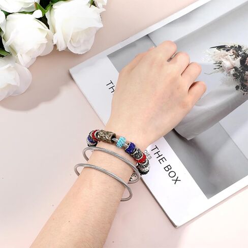 48 Pcs Snake Charm Bracelet Expandable Elastic Bangle Bracelets Stainless Steel Silver Snake Bracelet for Women DIY Jewelry Making Supplies in Saudi Arabia
