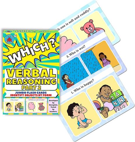 Brainy Bug Verbal Reasoning Flashcards | English Question & Answer Cards | 60 Questions | Two Levels of Difficulty | ESL | Special Needs in Saudi Arabia