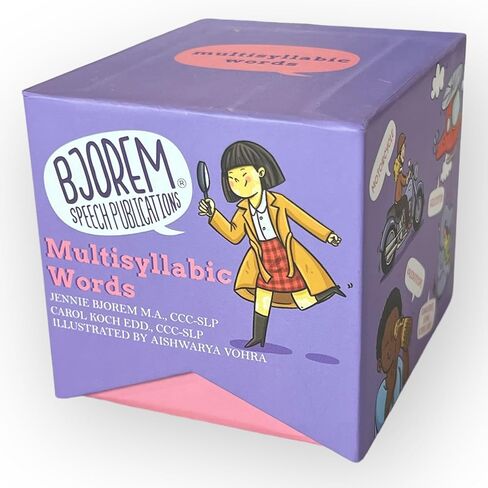Bjorem Speech® مجموعة كلمات متعددة المقاطع لعلاج النطق - التوحد الشامل والوظيفي والتعليمي، عدم القدرة على الكلام في مرحلة الطفولة، اضطراب صوتي - 78 بطاقة مع 281 كلمة مستهدفة in Kuwait