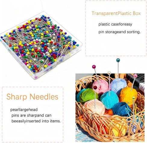 600PCS Sewing Pins Straight Pin, Pearlized Ball Head Quilting Pins Long 1.5inch, Multicolor Corsage Stick Pin for Dressmaker DIY Decoration, Craft and Sewing Project in Saudi Arabia