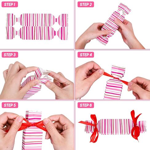 JarThenaAMCS 48Pcs Valentine's Day Candy Boxes with Ribbon Cute Candy Shape Design Treat Boxes Rose Red Pink Decorative Gift Paper Container for Birthday Wedding Party Favor in Saudi Arabia