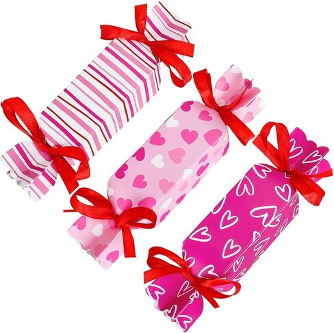 JarThenaAMCS 48Pcs Valentine's Day Candy Boxes with Ribbon Cute Candy Shape Design Treat Boxes Rose Red Pink Decorative Gift Paper Container for Birthday Wedding Party Favor in Saudi Arabia