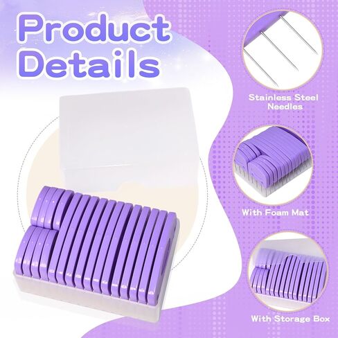 Hollima 20Pcs Knit Blockers Pins Kit, Purple Knit Blocking Combs Kit for Blocking Knitting Mats Crochet Projects Lace Needlework Sewing Tool Device in Kuwait