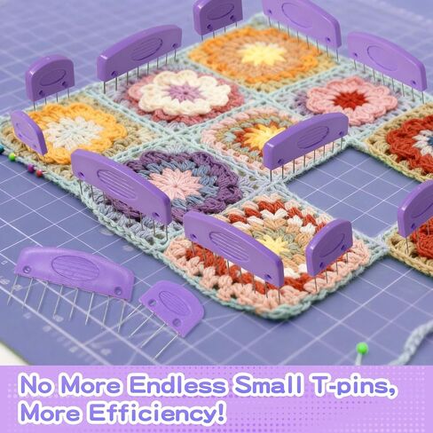 Hollima 20Pcs Knit Blockers Pins Kit, Purple Knit Blocking Combs Kit for Blocking Knitting Mats Crochet Projects Lace Needlework Sewing Tool Device in Kuwait