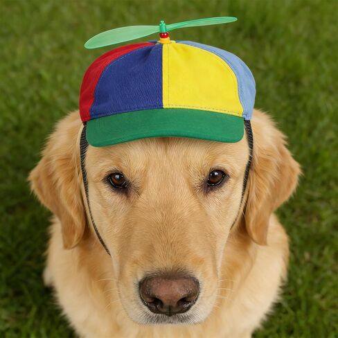 Pet Dog Cute Propeller Baseball Hat Medium Large Dogs Funny Holiday Birthday Party Clown Cap Headband Adjustable Sun Beach Visor Rainbow Helicopter Hat Pet Halloween Cosplay Costume Photo Props in Saudi Arabia