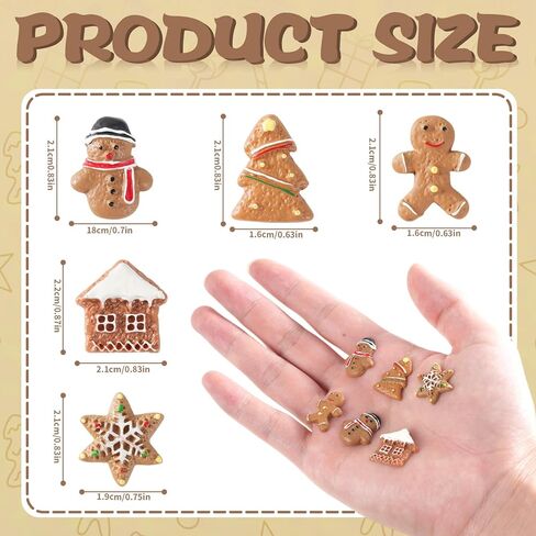 FCKLVMC 65 Pcs Mini Resin Christmas Figurines, 5 Style Christmas Miniatures for Crafts, Gingerbread Christmas Ornaments for DIY Christma Goodie Bag Fillers and Winter New Year Holiday Party in Saudi Arabia