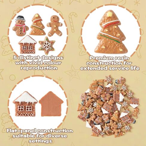 FCKLVMC 65 Pcs Mini Resin Christmas Figurines, 5 Style Christmas Miniatures for Crafts, Gingerbread Christmas Ornaments for DIY Christma Goodie Bag Fillers and Winter New Year Holiday Party in Saudi Arabia