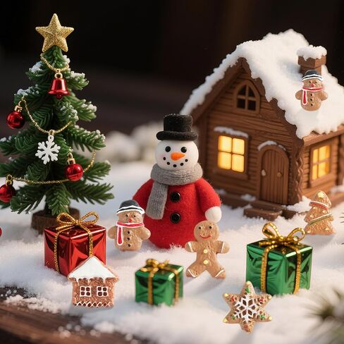 FCKLVMC 65 Pcs Mini Resin Christmas Figurines, 5 Style Christmas Miniatures for Crafts, Gingerbread Christmas Ornaments for DIY Christma Goodie Bag Fillers and Winter New Year Holiday Party in Saudi Arabia