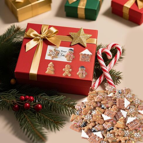 FCKLVMC 65 Pcs Mini Resin Christmas Figurines, 5 Style Christmas Miniatures for Crafts, Gingerbread Christmas Ornaments for DIY Christma Goodie Bag Fillers and Winter New Year Holiday Party in Saudi Arabia
