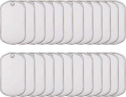 25 Pack Blank Military Dog Tags Stainless Steel ID Tag Blanks for Engraving Customization and DIY Fits #3 Ball Chain Necklaces Matte Finish with 5/32 Inch Hole Unstamped and Unused in Saudi Arabia