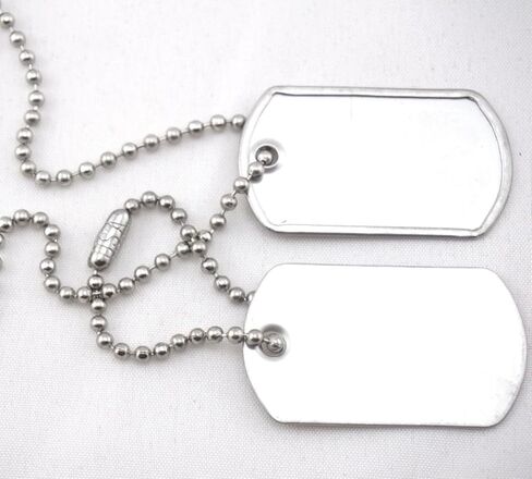 25 Pack Blank Military Dog Tags Stainless Steel ID Tag Blanks for Engraving Customization and DIY Fits #3 Ball Chain Necklaces Matte Finish with 5/32 Inch Hole Unstamped and Unused in Saudi Arabia