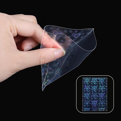 100PCS Laser Flashing Card Sleeves, Love Heart Laser Flashing Holographic Card Sleeves, Photocard Sleeve with Holographic Foil Cover, Laser-Flashing Trading Card-Protector for Photo Cards (65x90mm) in Saudi Arabia