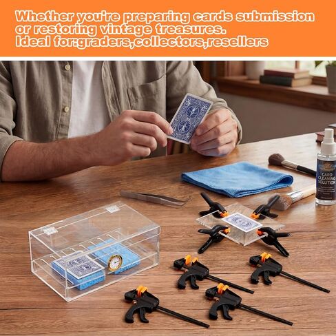 Chunful 11 Pcs Card Flattening Kit Included 1 Humidor Humidity Box, 2 Acrylic Plates, 4 Vises, 4 Clamps Card Care Tool Accessory Restoration Kit for Bent Trading Tcg Repair in Saudi Arabia