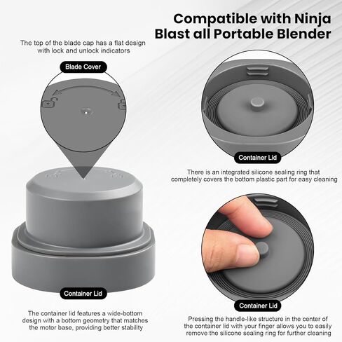 غطاء شفرة بديل وغطاء وعاء لخلاط نينجا بلاست المحمول سلسلة BC151 / BC100، مقاوم للتسرب، آمن للاستخدام في غسالة الأطباق in Kuwait