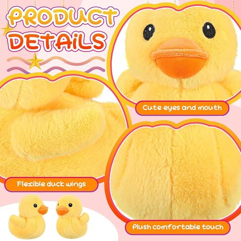 Jerify 6 Pcs Plush Yellow Duck Toys 9 Inch Stuffed Cute Duck Playset for Boys and Girls Decoration Pillow Animal Dolls Birthday Gift Baby Theme Party Soft Cuddle Sleeping Bed in Saudi Arabia