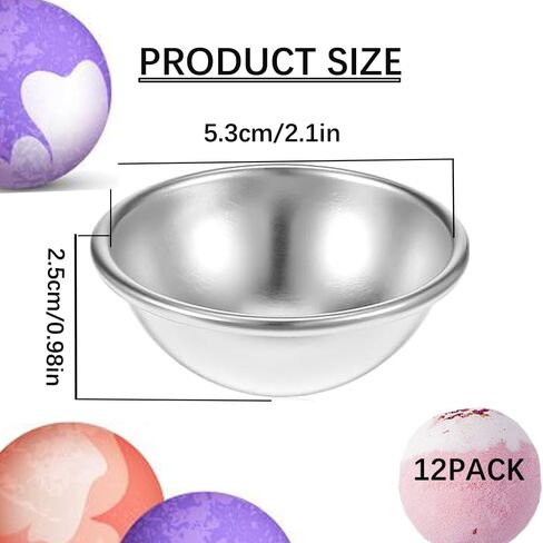 12 قطعة بقطر 5.3 سم/ 2.1 بوصة لتقوم بها بنفسك مجموعة قوالب كرات الاستحمام الفوارة لصنع الحرف اليدوية in Kuwait