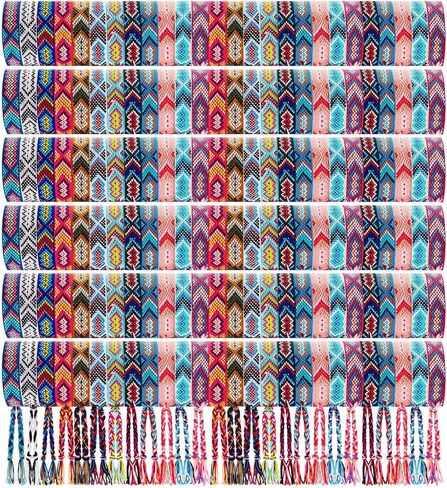 Henoyso 60 Pieces Nepal Woven Friendship Bracelets Bulk Adjustable Braided Bracelets Woven String Bracelet with Sliding Knot Closure for Operation Christmas Kids Girls Women Men Camp 12 Random Colors in Saudi Arabia