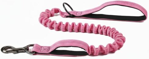Heavy Duty Dog Leash with Dual Padded Handles, Reflective Stitching, Bungee Shock Absorber - 23-50in Adjustable Nylon Leash, Black in Kuwait