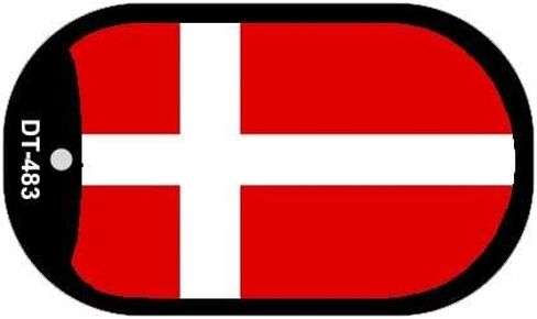 SMART BLONDE Denmark Flag Scroll Metal Novelty Dog Tag Necklace DT-483 in Saudi Arabia