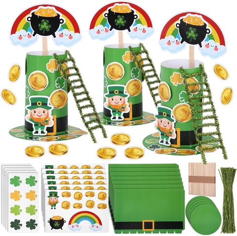 Hollowfly 24 Sets Leprechaun Trap Kit St Patrick's Day Decorations Catch a Leprechaun Trap Craft Bulk for St. Partrick Day Party Supplies Classroom Activity in Saudi Arabia
